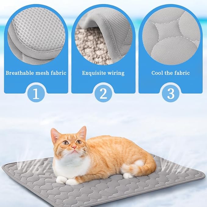 Dog Cooling Mat, 39" x 29" Mat for Large Dogs, Internal Waterproof& Endothermic Color Changing Arc-Chill Cool Fiber(QMAX>0.5) for Pet in Summer, Washable, Non-Toxic(Elegant Grey 1PCS)