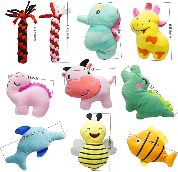 Cute Animal Designs Soft Dog Squeaky Toys (Pack of 20) for Small Medium Dogs