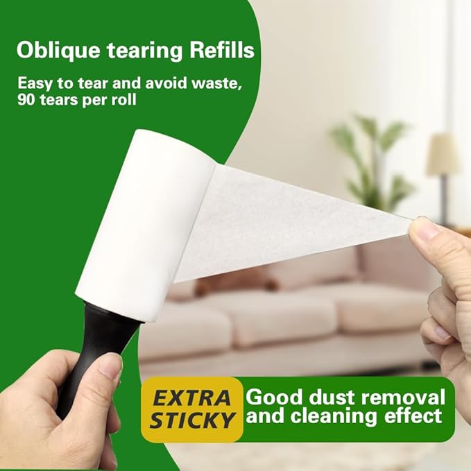 Extra Sticky Lint Roller Refills, 8 Pack with 720 Sheets Total, Pet Hair Remover for Clothes, Car, Furniture (720 Refills)