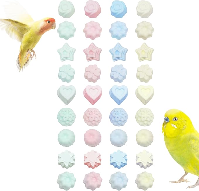 18 Pack Bird Beak Grinding Stone with Random Color and Shape, Bird Toys, Parrot Toys, Chew Toys for Budgies, Cockatiels, Lovebirds, Conures, Quakers, Parakeet, Caique, Small to Medium Bird