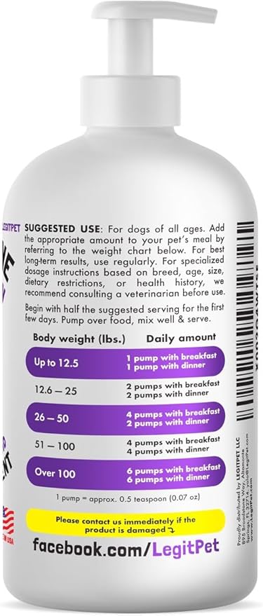 Liquid Glucosamine for Dogs Bacon Flavour with Chondroitin, MSM & Hyaluronic Acid K9 Supplement Hip and Joint Formula Advanced Mobility Joint Pain Relief Senior Advanced Supplement for All Breeds