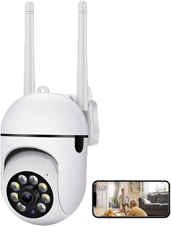 PEGATISAN 3MP WiFi Surveillance Security Camera Outdoor/Home/Dome, Pan-Tilt 360° View, 3MP, Motion Detection and Siren, 2-Way Audio,Full Color Night Vision, Waterproof