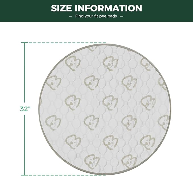 FXW Washable Pee Pads for Dogs, Puppy Pads with Super Absorbent, Specifically Designed for Whelping Box, 32" Round, Khaki, 1 Pack