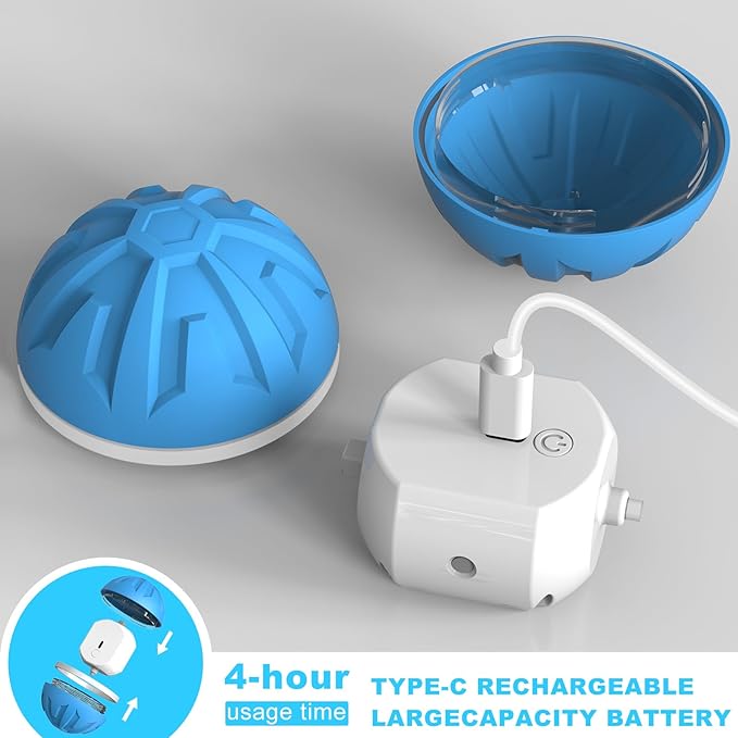 Dog Toys Dog Ball, Durable Motion Active Rolling Balls with Remote Control LED Light, Rubber Peppy Pet Balls for Medium Large Dogs, USB Rechargeable, 3.2-in Diameter (Blue)