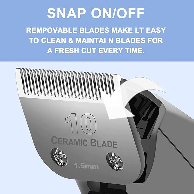 Dog Grooming Clipper Replacement Blades Compatible with Andis Pet Clipper/Oster A5/Wahl KM Series Dog Clipper,Ceramic Blade & Stainless Steel Blade(10+30+40+5FC+7FC)