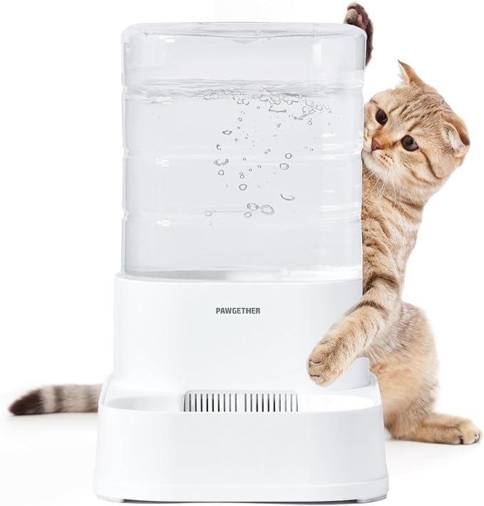 PAWGETHERยฎ Gravity Automatic Pet Water Dispenser with 1 Filter for Cats and Small Dogs 1 Gallon/3.5L Auto Pet Waterer Dog Water Dispenser, Easy to Fill