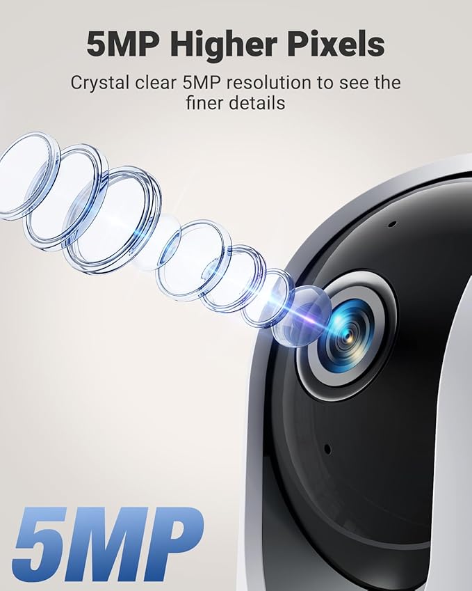 MUBVIEW Pan/Tilt Cameras for Home Security Indoor, 5MP Pet/Cat/Dog Camera with Phone App, 2.4/5 GHz WiFi Baby Monitor, Indoor Cam, Night Vision, 7X24 Record, 2-Way Audio, Motion Tracking, 2-Pack