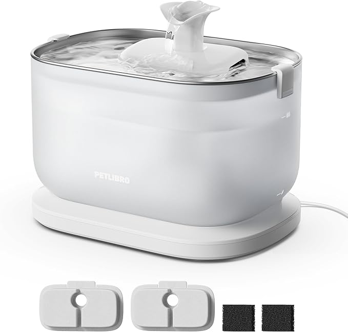 PETLIBRO Cat Water Fountain, Wireless Pump Cat Fountain, 2.5L/84oz Pet Water Fountain for Cats Indoor Stainless Steel, Cat Water Dispenser with Two Flow Modes, Pet Fountain for Drinking Easy Clean