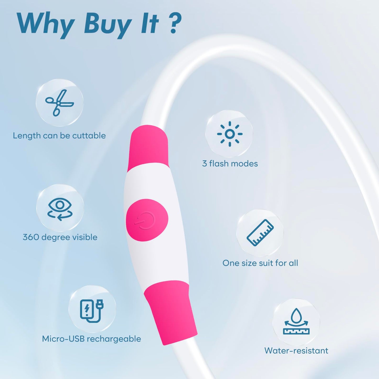 BSEEN Light Up Dog Collar, Rechargeable LED Dog Collar Waterproof Glowing Pet Collar TPU Cuttable Lighted Puppy Collar Safety Dog Lights for Night Walking (Pink 70cm)