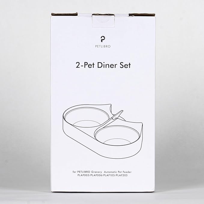 PETLIBRO Pet Food Splitter with Stainless Steel Bowls, Automatic Cat Feeder Bowls for Two Cats or Dogs, Suitable for PETLIBRO Automatic Cat Feeder PLAF005, PLAF006, PLAF103, PLAF203, White