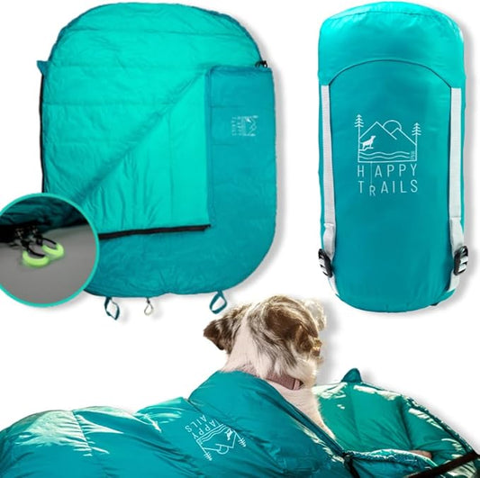Ultralight Dog Sleeping Bag Backpacking—Outdoor Dog Bed for Hiking—Backpacking Gear for Dogs—Dog Hiking Gear—Dog Camping Gear—Packable Sleeping Bag for Dogs—Dog Travel Bed (Glacial Blue | Large)