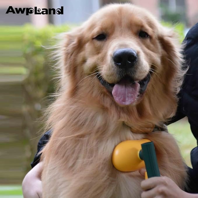 Dog Brush with Release Button, Mango Cat Brush for Long or Short Haired Cats Dogs Rabbits, Skin Friendly Deshedding Grooming Tool for Gently Removes Loose Fur Undercoat