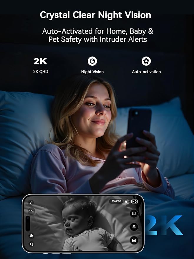 Outinput Indoor Security Camera 2K WiFi Cam丨Home Security, Baby Monitor, Pet Camera丨Smartphone Control, Instant Alert, Motion Detect, Night Vision, Cloud&Local Storage, Share to Family