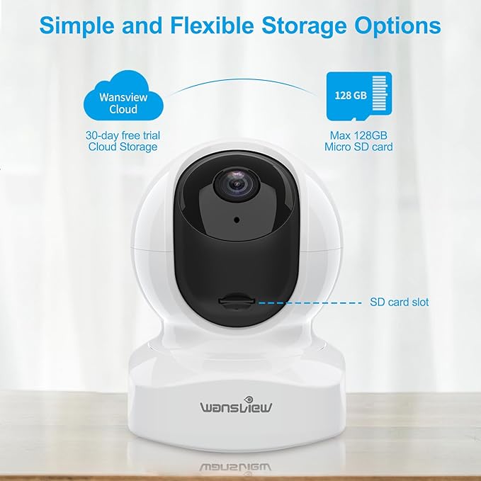 Home Security Camera, Baby Camera, 2K wansview WiFi Camera for Pet/Nanny, Motion Alerts, 2 Way Audio, Night Vision, Compatible with Alexa Echo Show, with TF Card Slot and Cloud
