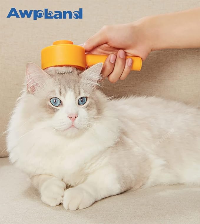 Cat and Small Dog Deshedding Brush with Release Button for Removing Loose Hair, Tangles, and Promoting Skin Friendliness