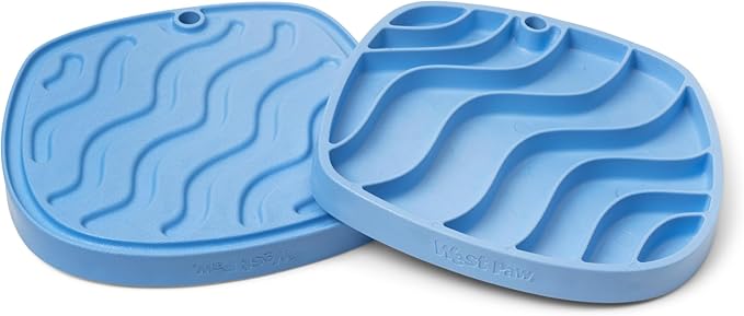 West Paw Seaflex Waves Feast Mat – All-in-One, Slow Feeder, Lick Mat – Encourages Foraging & Food Exploration - Engages Picky Eaters & Slow Feeding - Versatile – Easy to Clean, Non-Toxic - Periwinkle