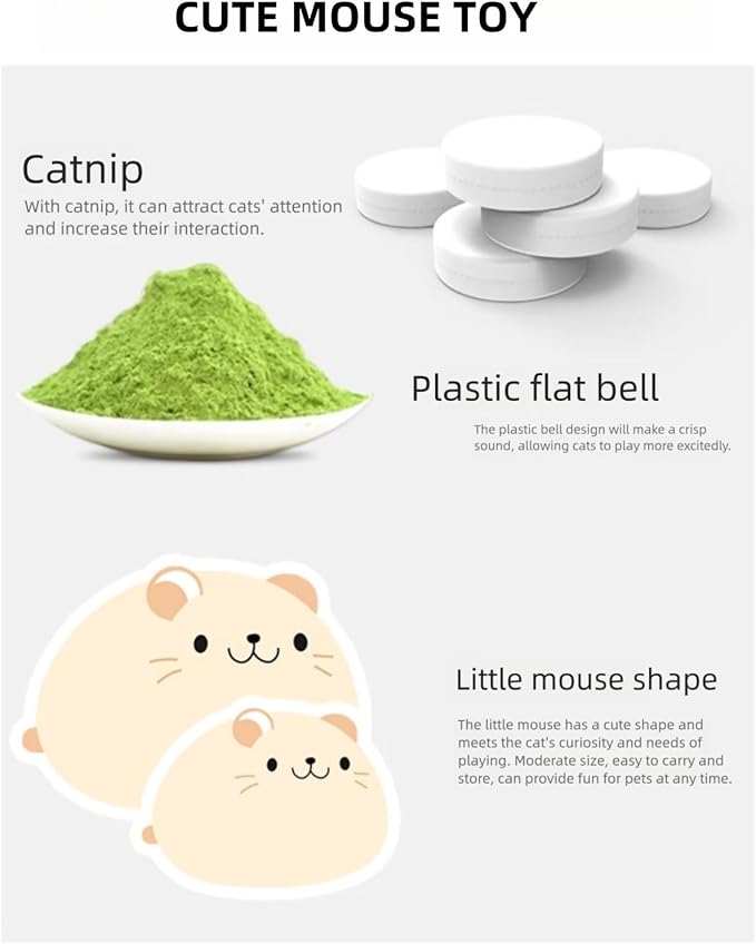 Plush Catnip Mice Toys with Crinkle Sound - 2 Pcs Interactive Cat Toys for Indoor Cats, Durable Stress Relief Eco-Friendly Small Mouse Chew Playthings(Camel+ Chestnut Color)