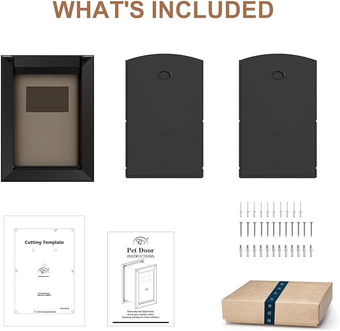 Large Dog Door for Wall, Heavy Duty Dog Door with Aluminum Frame and Telescoping Tunnel, Two Magnetic Flaps and Two Sliding Lock Panels, Up to 110lbs, Black.