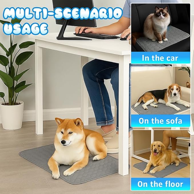 Dog Cooling Mat, 39" x 29" Mat for Large Dogs, Internal Waterproof& Endothermic Color Changing Arc-Chill Cool Fiber(QMAX>0.5) for Pet in Summer, Washable, Non-Toxic(Elegant Grey 1PCS)