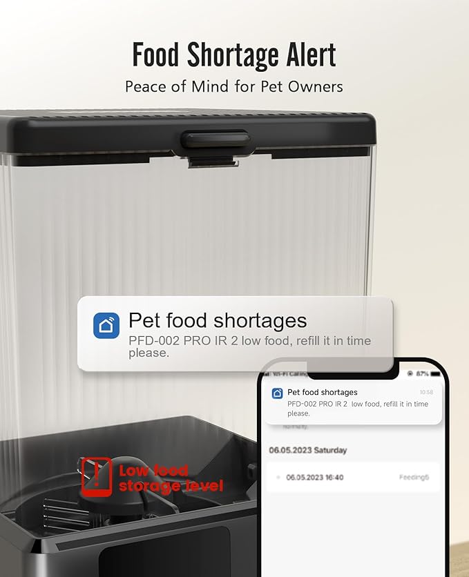 oneisall Automatic Cat Feeder with 5G WiFi, Automatic Cat Food Dispenser for 2 Cats Small Pets, 20 Cups/5L Timed Dry Food Dispenser with APP Control