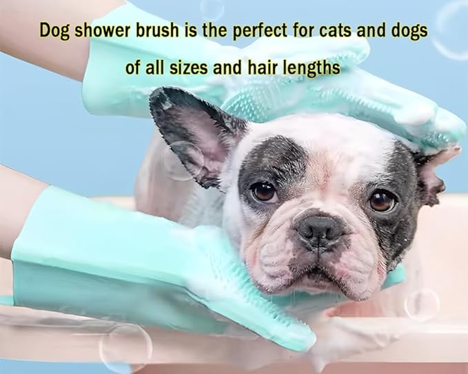 2 pairs Silicone Dishwashing & Pet Grooming Gloves - 2-in-1 Heat Resistant Gloves with High-Density Teeth, Enhanced Five Finger Design for Bathing, Cleaning Dishes, Cars, Dogs & Cats(Green)