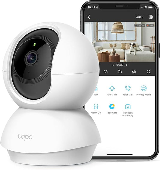 Tapo TP-Link 2K Pan/Tilt Security Camera for Baby Monitor, Dog Camera w/Motion Detection and Tracking, 2-Way Audio, Night Vision, Cloud &SD Card Storage, Works w/Alexa & Google Home C210