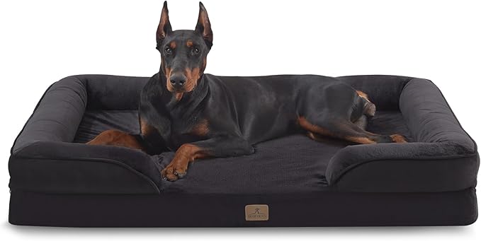 Bedfolks Orthopedic Dog Bed, Waterproof Dog Sofa Bed for Extra Large Dogs, Egg Foam Pet Couch Bed with Removable Washable Cover and Nonslip Bottom, Black