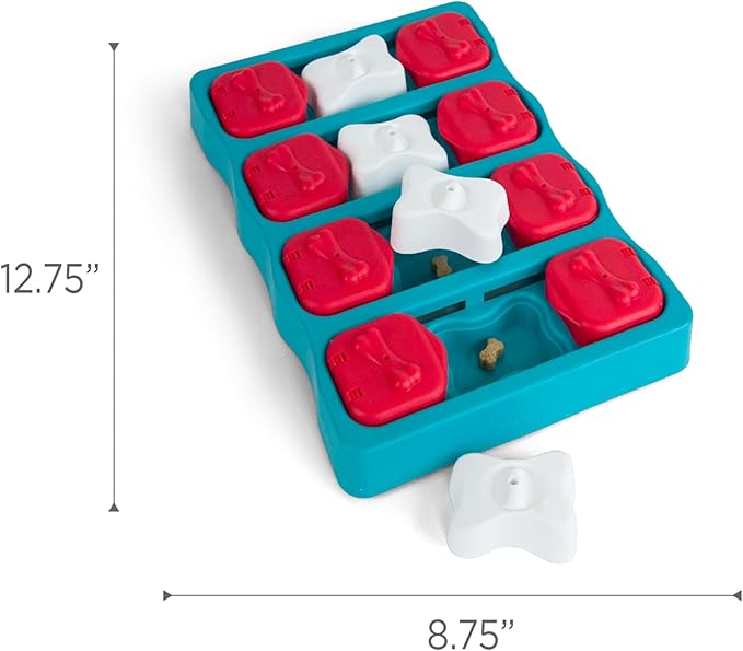 Outward Hound by Nina Ottosson Dog Brick Treat Puzzle Enrichment Toy, Level 2 Intermediate Game, Blue