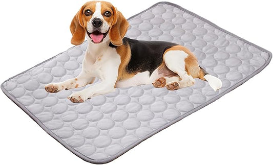 Dog Cooling Mat,2025 Upgrade Pet Cooling Mat for Dogs Cats,Summer Ice Silk Cool Mats & Sleeping Pad for Indoor or Outdoor,Perfect as Blanket for Kennel Sofa Bed Floor Car (Grey, X-Large, 38"x26.5")