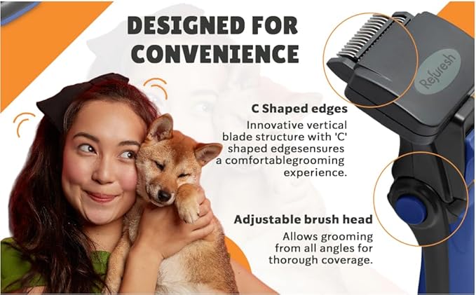 Deshedding Dog Brush for Short/Medium Hair (Large,Blue) – Gentle Deshedding Tool for Dogs & Cats – Reduces Shedding, Without damaging Topcoat. Removes Loose Fur & Dead Undercoat.