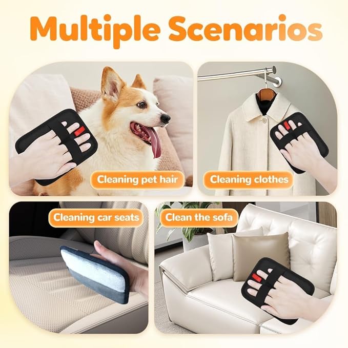 Upgraded Thickened Electrostatic Pet Hair Removal Gloves Brush,2025 New Reusable Cat Dog Hair Remover Grooming Gloves,Double Sided Washable Static Animal Fur Removal Tool for Couch,Carpet, Clothes,Car