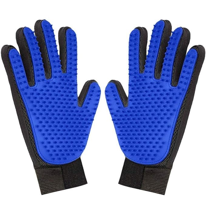 1 Pair Pet Grooming Glove,Gentle Deshedding Brush Glove Hair Remover Brush for Dogs,Cats & Horses with Long & Short Fur