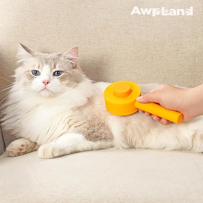 Small Cat Brush for Short or Long Haired Cats Dogs Rabbits, Cute Dog Brush with Release Button for Massage and Removes Loose Fur, Pet Grooming Deshedding Brush