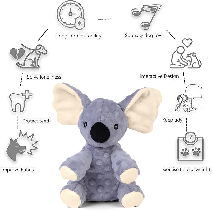 Blnboimrun Plush Dog Toy Koala - Squeaky & Crinkle Paper Chew Toys for Large & Medium Dogs