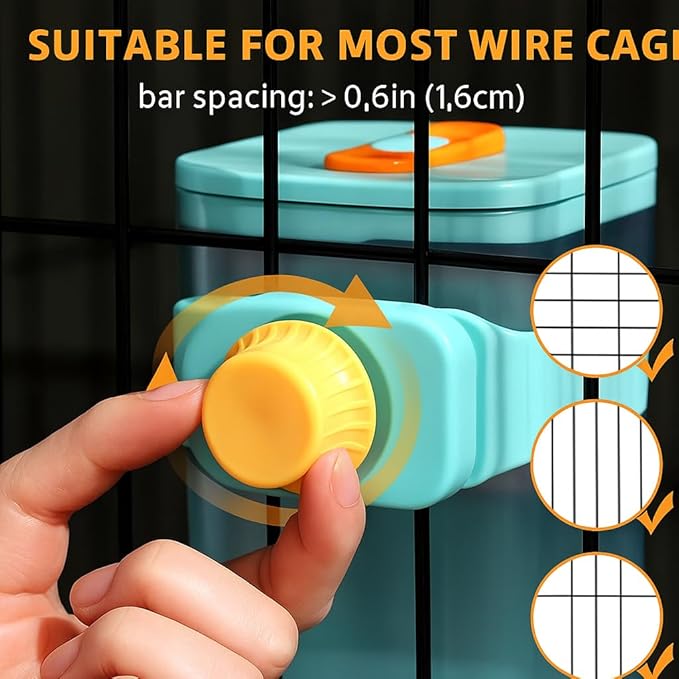 PODOO 34oz Rabbit Food Dispenser, Bunny Feeder Bowl, Large Hanging Automatic Pet Food Dispenser, Hanging Outside or Inside The Cage for Ferret Guinea Pig Rat Cat Puppy (Food)