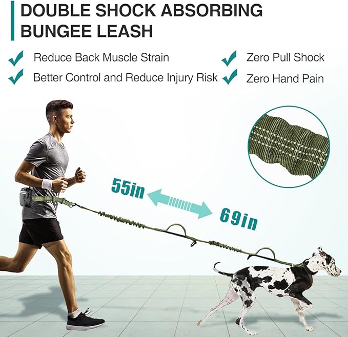 Kytely Hands Free Dog Leash Military Green