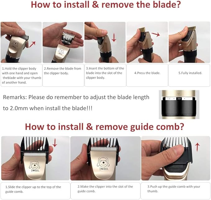 Dog Clippers, 2-Speed Professional Rechargeable Cordless Cat Shaver and Low Noise Water Proof Electric Dog Trimmer Pet Grooming Kit Animal Hair Clippers Tool with Scissors Combs