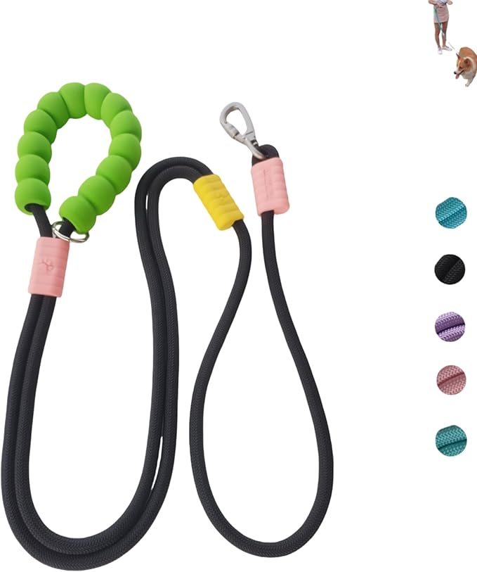 Hands Free Dog Leash,Adjustable Bungee Waist & Crossbody Leash with Comfortable Handle,Heavy Duty Nylon Rope for Small to Large Dogs,Safety Lock for Running,Hiking,Walking (Black)