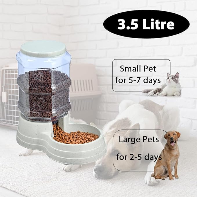 Gravity Automatic Pet Feeder for Large Breeds,3.8L Large Dog Food Feeder Dispenser with Detachable Top Lid,Large Capacity Dry Food Storage Bowl for Large Pet