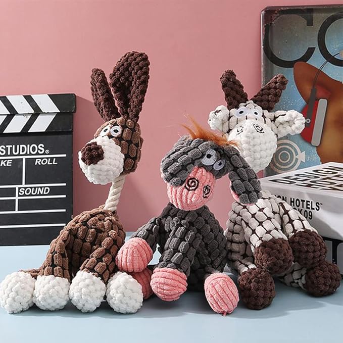 LWBMG Squeaky Dog Toys for Puppy, 3 Pack Stuffed Animal Plush Dog Toys with Squeakers, Cute Dog Toys for Teething, Dog Chew Toys for Small Medium Large Dogs