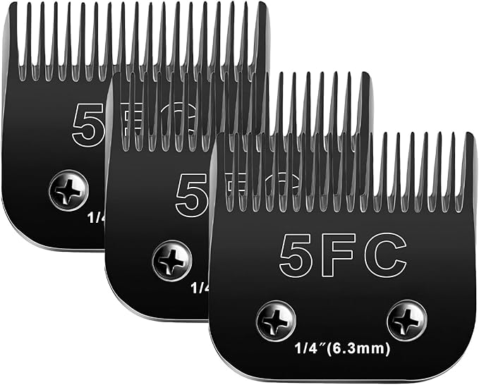 5F Blades Dog Grooming Blades Compatible with Andis/Oster A5/Wahl KM-10 Series Dog Clippers,Detachable Clipper Replacement Blade,Black(5FC/3PCS)