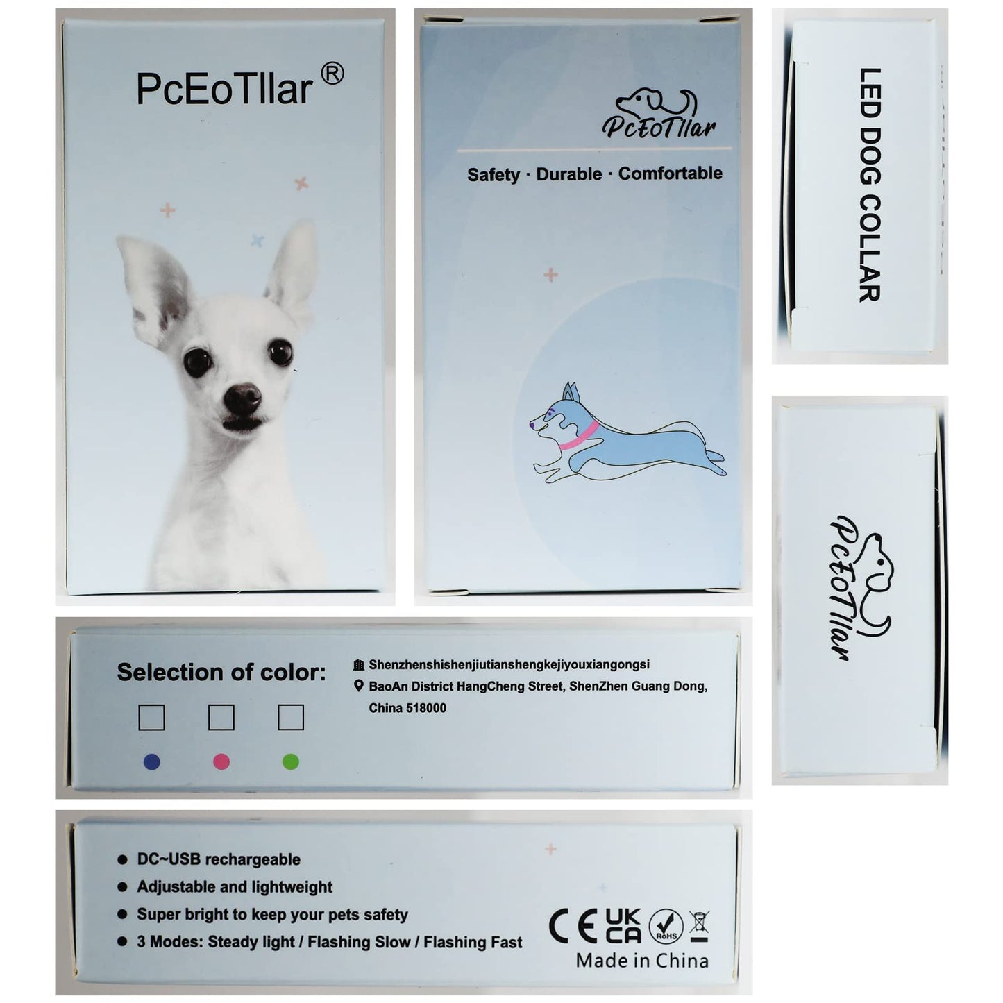 PcEoTllar Light up Dog Collars Rechargeable, LED Dog Collar Night Walking, Waterproof Flashing Glow in The Dark Dog Collars, Adjustable Dog Lights for Large Small Medium Dogs Red-s