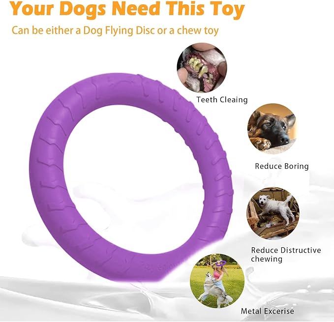 Dog Indestructible Durable Floating Flying Disc Dog Ring Chew Toys for Pool Swimming,Throwing,Catching,Grabbing Pitch Toss Outdoor Playing,Chewers