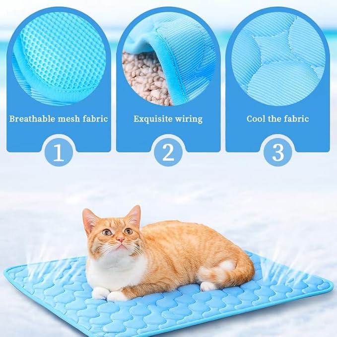 Dog Cooling Mat, 39" x 29" Mat for Large Dogs, Internal Waterproof& Endothermic Color Changing Arc-Chill Cool Fiber(QMAX>0.5) for Pet in Summer, Washable, Non-Toxic(Blue 1PCS)