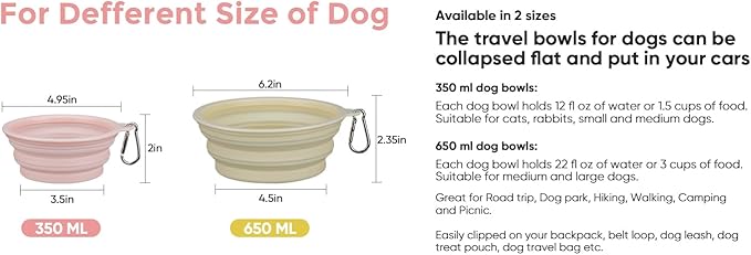 Collapsible Dog Bowls, 2 Pack (650ml), Large Size for Large/Medium Dogs Family Value Pack and Travel Walk (Green+Yellow)
