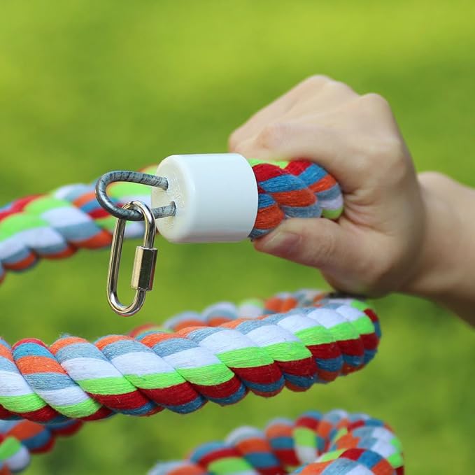 Rope Bungee Perch Bird, 83inch Kintor Pure Natural Colorful Bead Cage Chewing Toys for Small Medium Parrot (83inch)