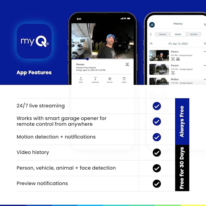 CHAMBERLAIN myQ Smart Indoor Security Camera – 1080p HD Video, Night Vision, Motion Detection, Wi-Fi, Two-Way Audio, Smartphone Control