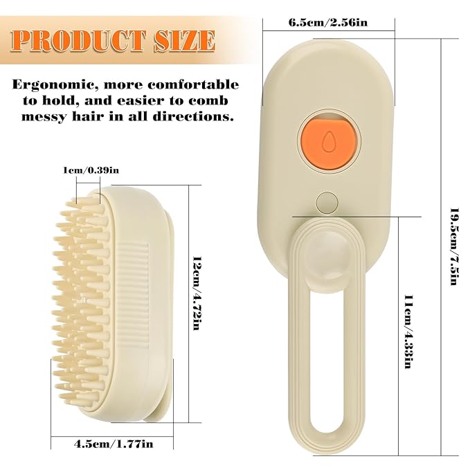2 PACK Cat & Dog Steam Brush for Shedding – Rechargeable Pet Steam Brush for Cats & Dogs, Flea, Anti-Static Massage Comb – All in One, Spray & Cleaning Tool