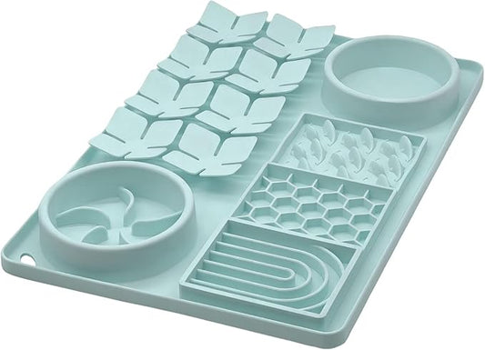 Slow Feeder Bowl, Silicone Lick Mat with Suction Cups for Dog Cat, Snuffle Mat for Pet Smell Training, Puzzle Toys for Bored Puppy,Interactive Sniff Mat for Slow Eating & Keep Busy, Mint Green