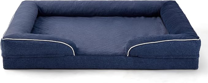 Made4Pets Orthopedic Dog Bed for Extra Large Dogs, Supportive Foam XL Pet Bed Sofa with Washable Removable Cover, Waterproof Large Dog Couch Bed, Non-Slip Bottom and Egg-Crate Foam, Grey